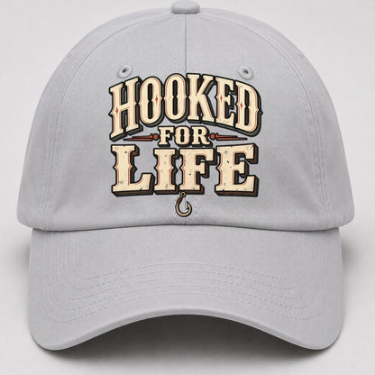 Hooked For Life American Wit Baseball Cap – Light Gray