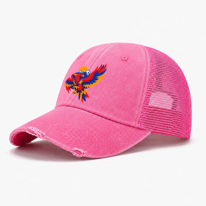 Eagle Over Mountain Sun Washed Trucker Hat – Rose