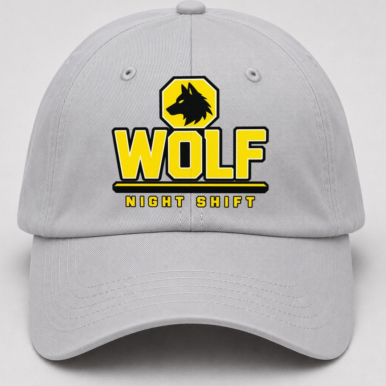 Wolf Night Shift Heavy Duty Baseball Cap – Light Gray