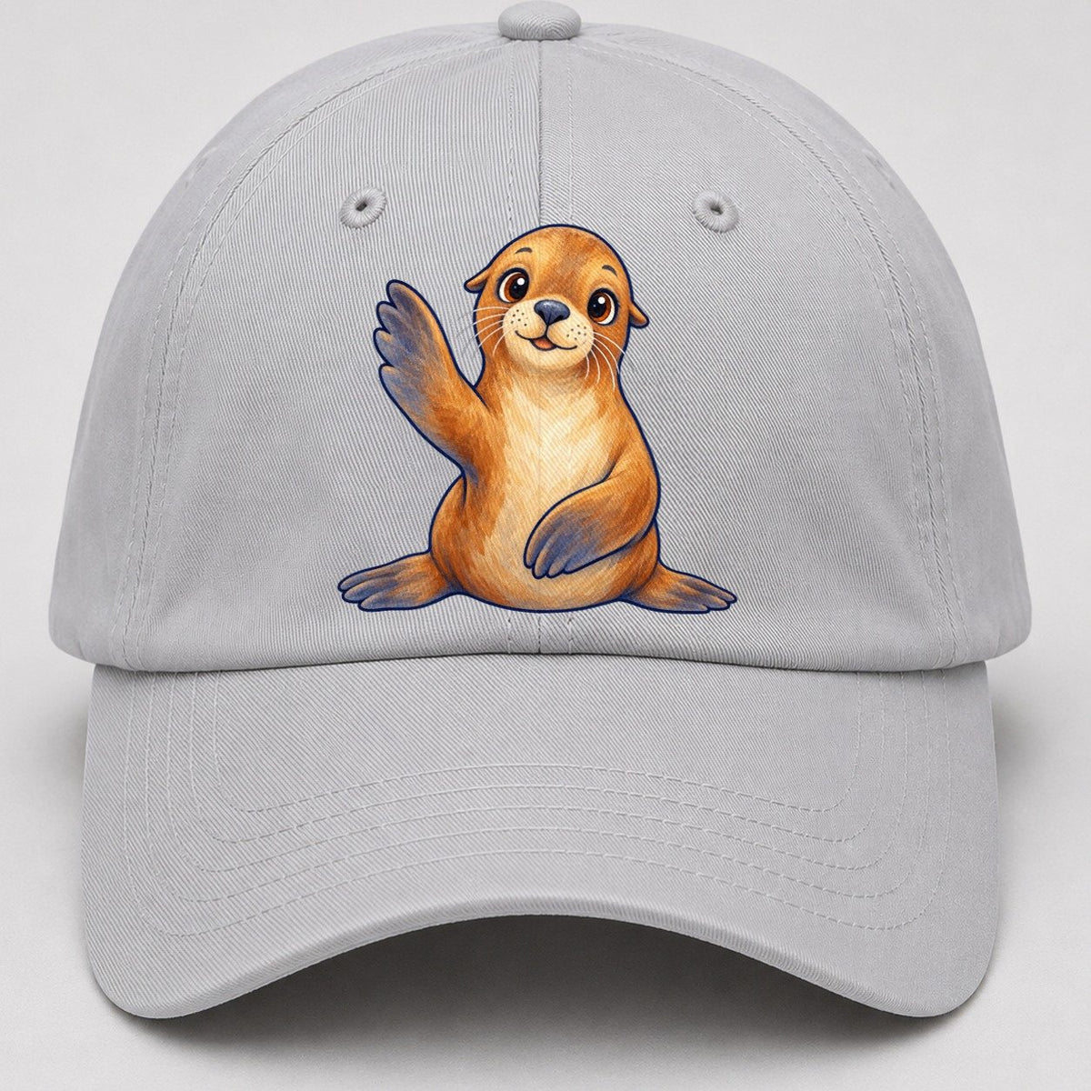 Sea Lion Front Flipper Wave Sea Sprite Baseball Cap – Light Gray