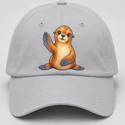 Sea Lion Front Flipper Wave Sea Sprite Baseball Cap – Light Gray
