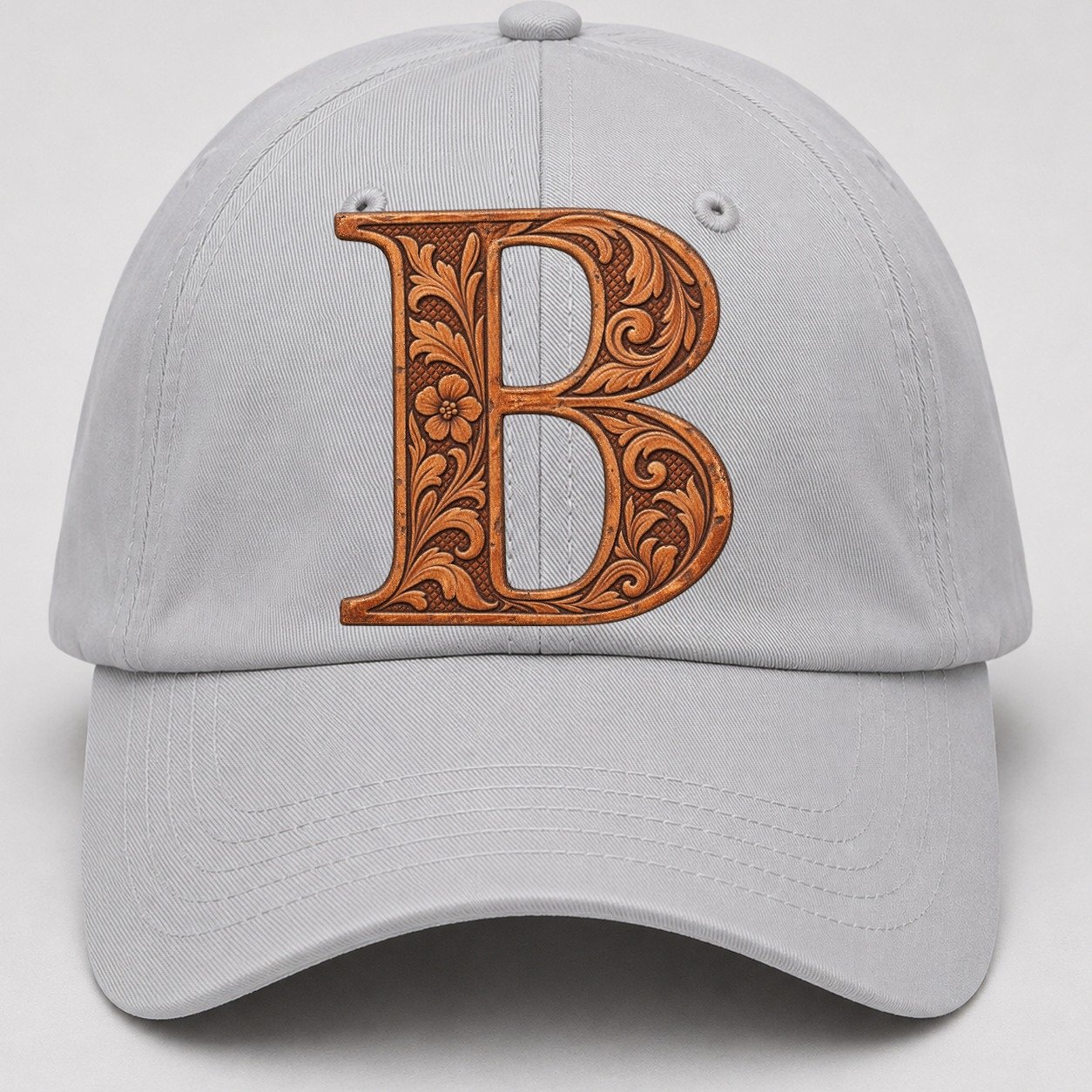 Tooled Leather B Monogram Baseball Cap – Light Gray