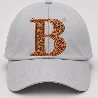 Tooled Leather B Monogram Baseball Cap – Light Gray