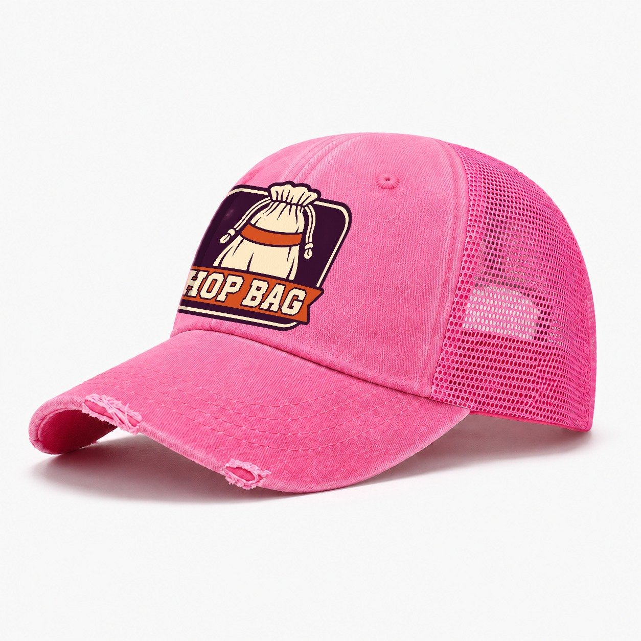 Hop Bag Badge Washed Trucker Hat – Rose