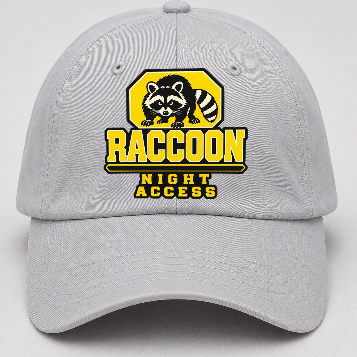 Raccoon Night Access Heavy Duty Baseball Cap – Light Gray