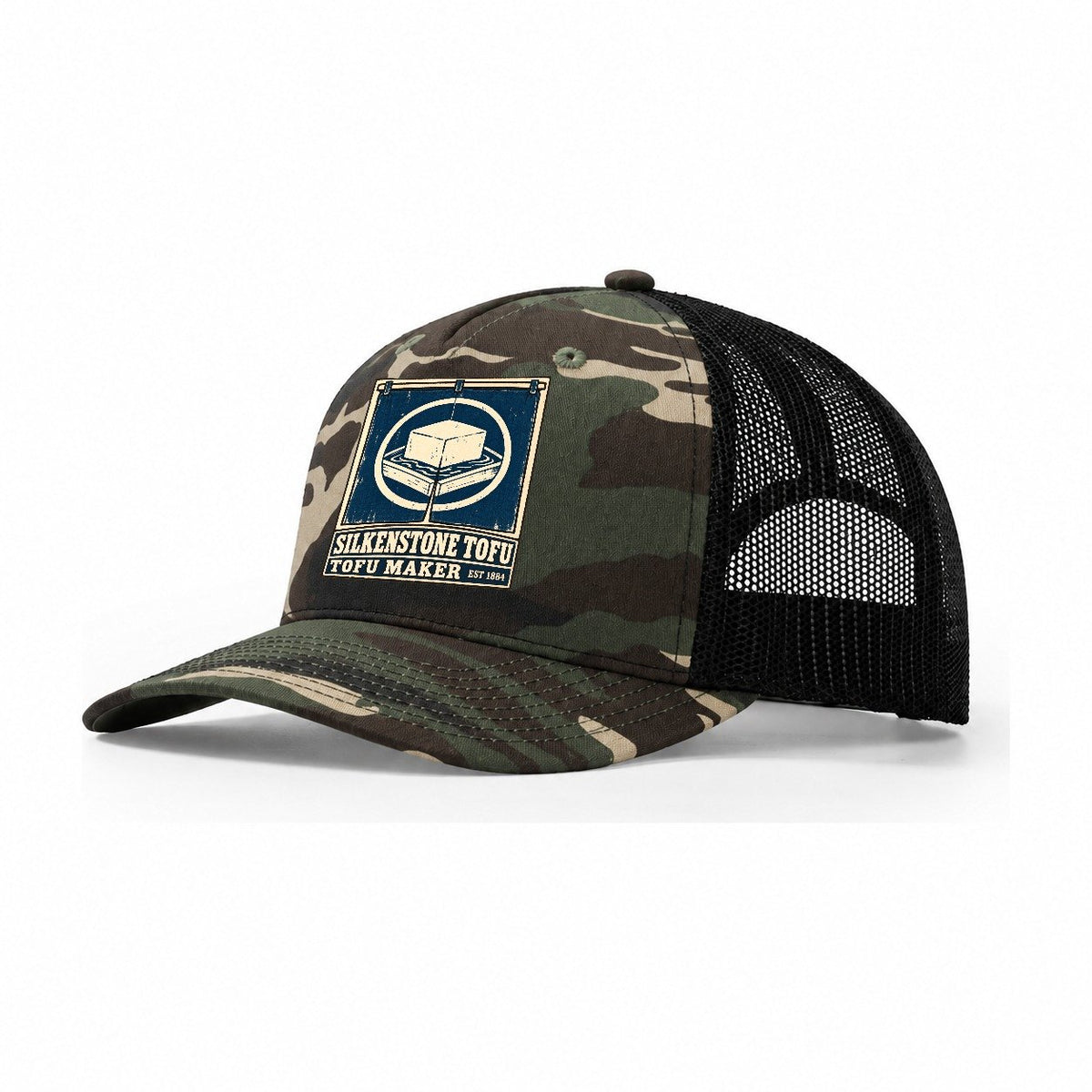 Silkenstone Tofu Maker Noren Trade Co Trucker Hat – Woodland Camo Black