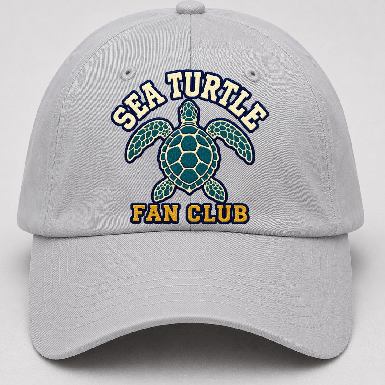 Sea Turtle Fan Club Baseball Cap – Light Gray