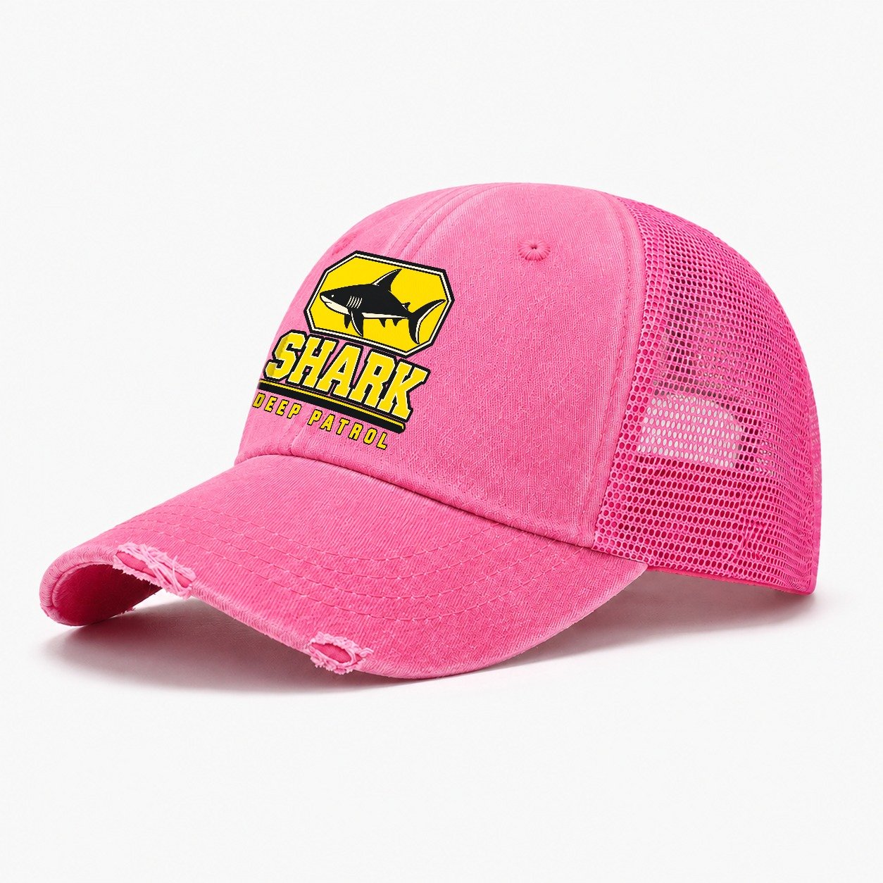 Shark Deep Patrol Heavy Duty Washed Trucker Hat – Rose