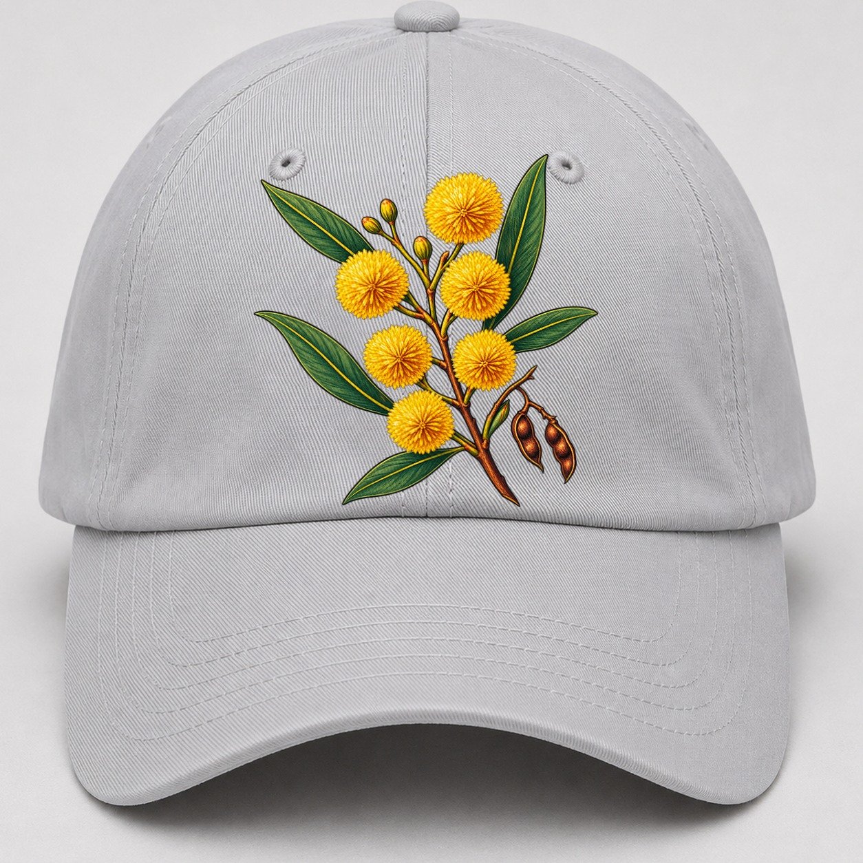 Golden Wattle Flowering Sprig Australia Cultural Icons Baseball Cap – Light Gray