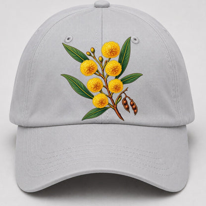 Golden Wattle Flowering Sprig Australia Cultural Icons Baseball Cap – Light Gray