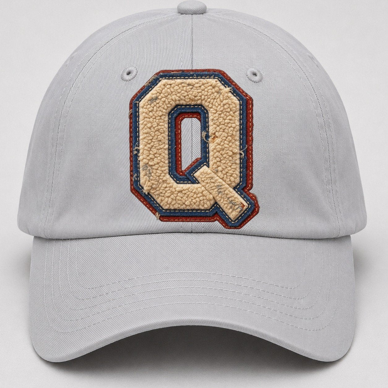 Varsity Chenille Q Monogram Baseball Cap – Light Gray