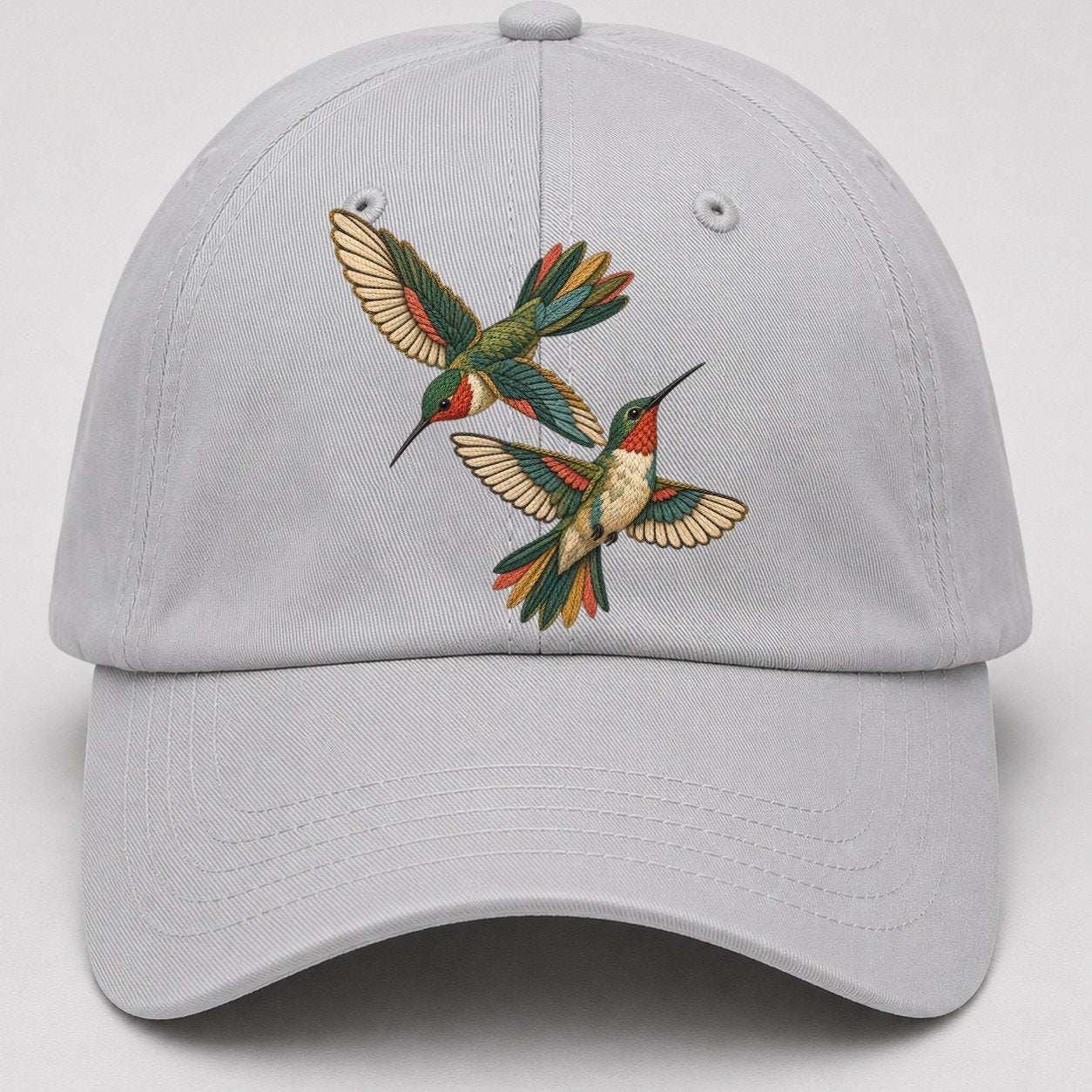Crosswind Hummingbird Pair Gentle Wild Baseball Cap – Light Gray
