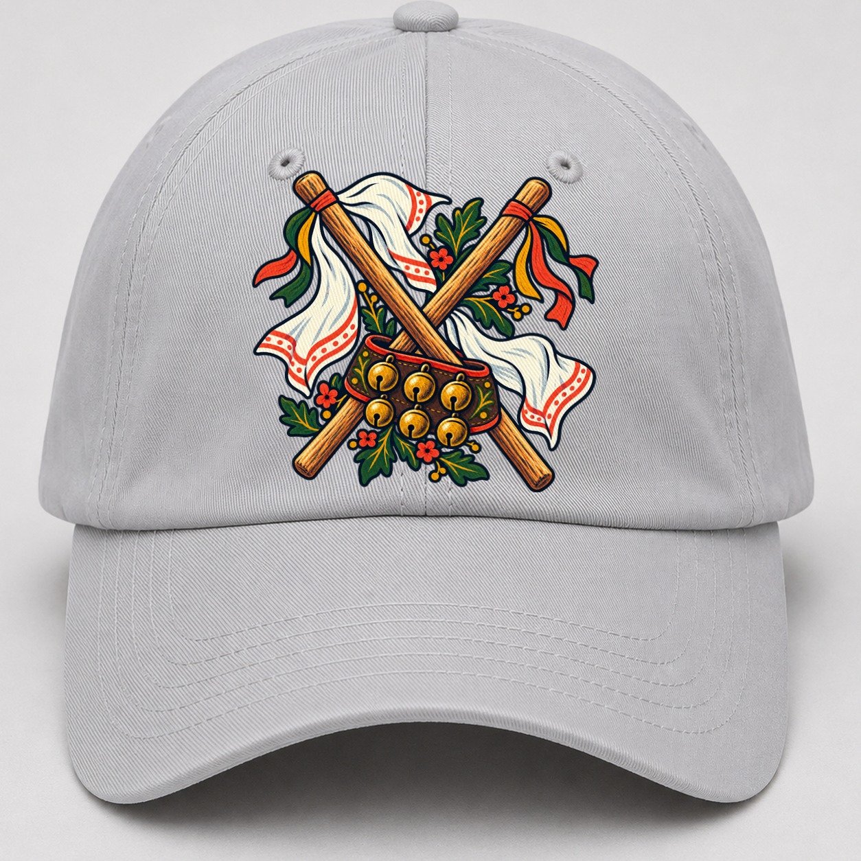 Morris Dance Bells Sticks And Handkerchiefs Uk Culture Heritage Baseball Cap – Light Gray