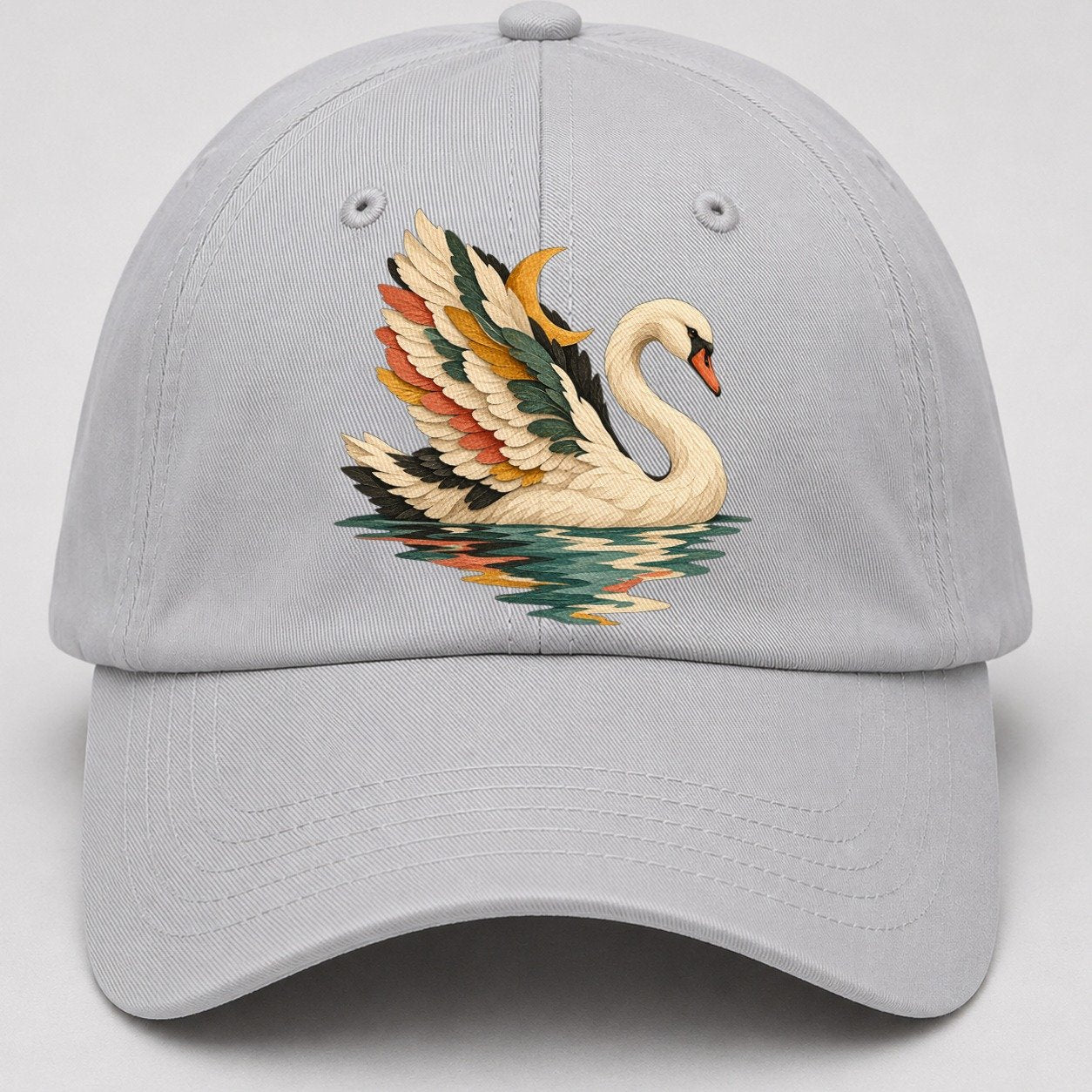Swan Moon Reflection Gentle Wild Baseball Cap – Light Gray