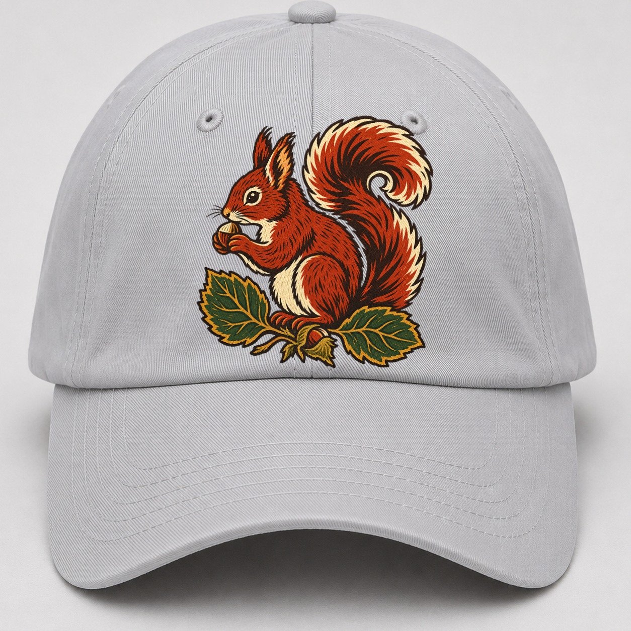 Lake District Red Squirrel And Hazelnuts Uk Culture Heritage Baseball Cap – Light Gray