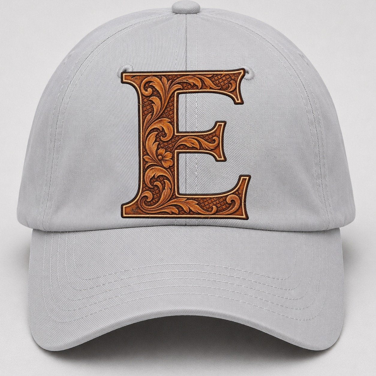 Tooled Leather E Monogram Baseball Cap – Light Gray