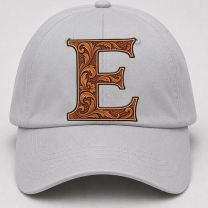 Tooled Leather E Monogram Baseball Cap – Light Gray