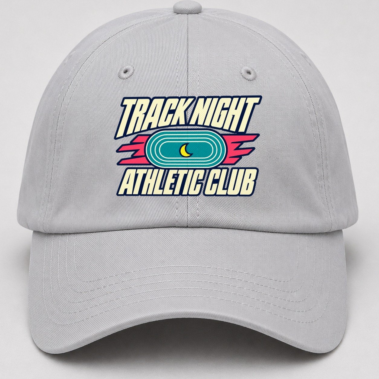 Track Night Athletic Club 90S Running Clubs Baseball Cap – Light Gray