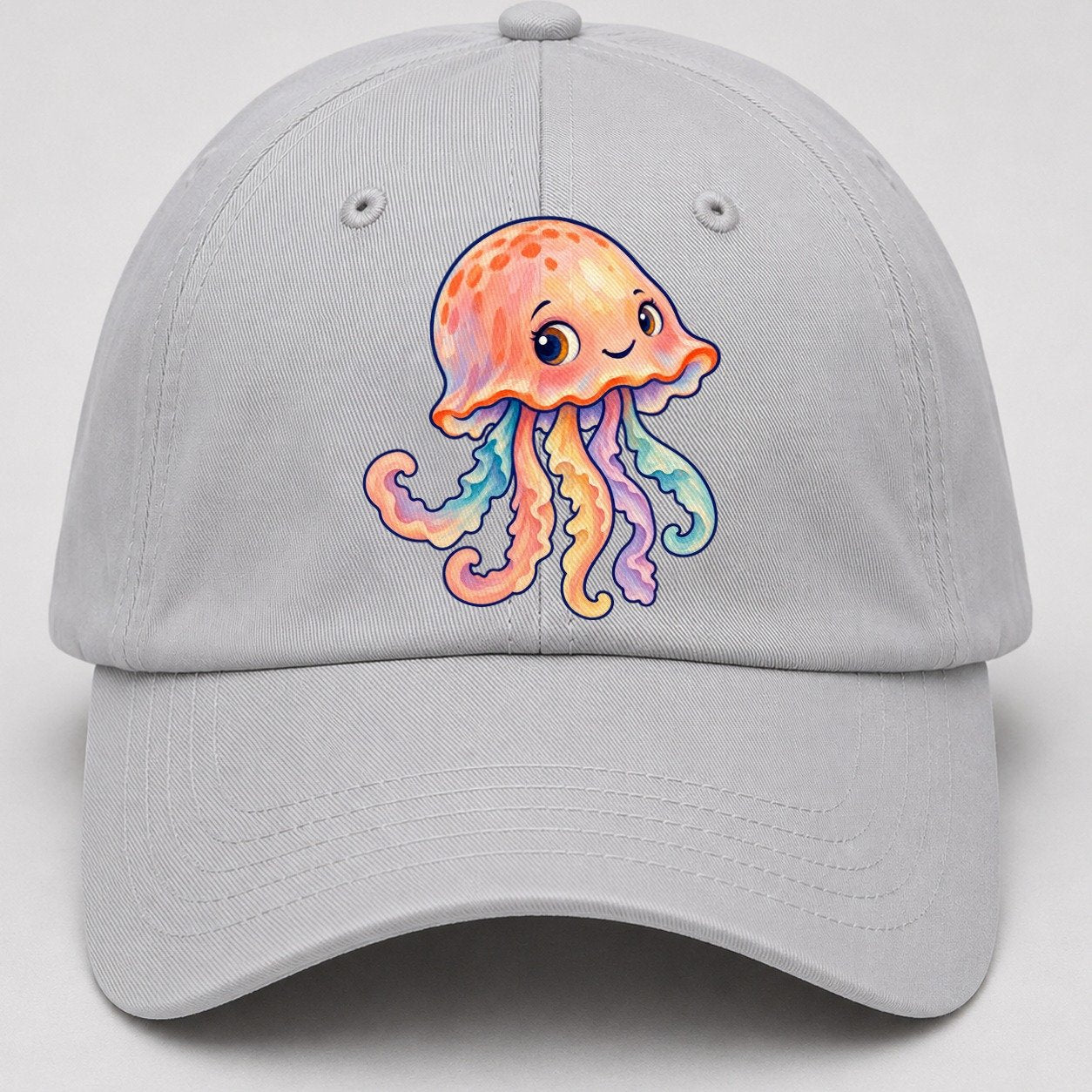Jellyfish Bell Tilt Sea Sprite Baseball Cap – Light Gray