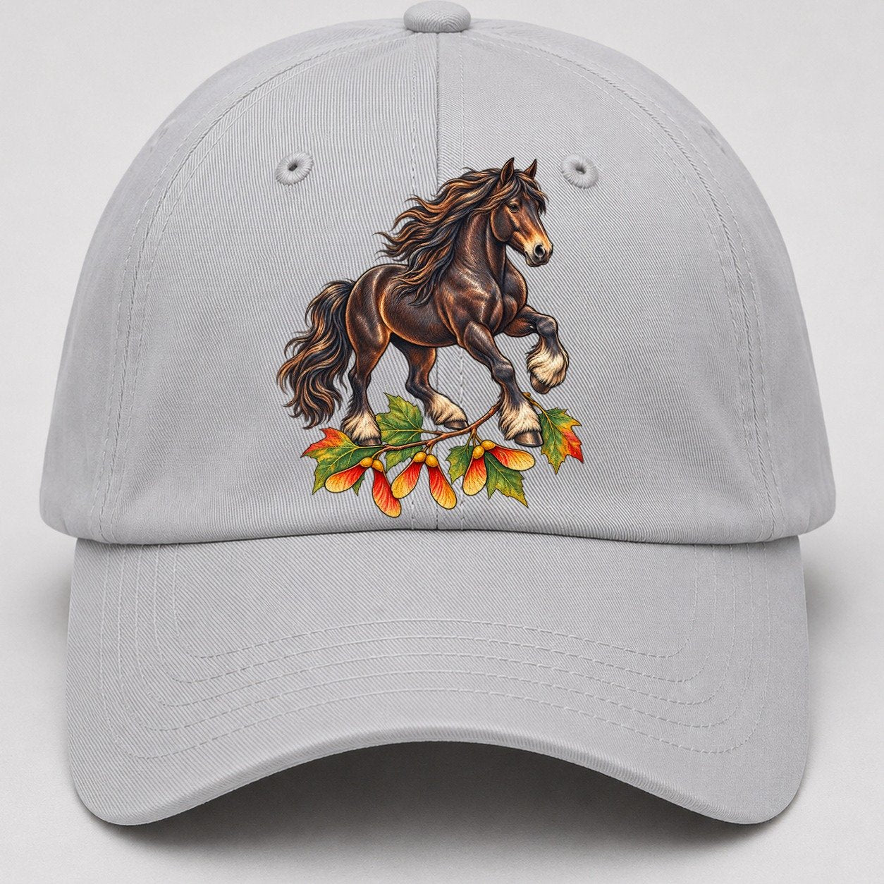 Canadian Horse And Sugar Maple Samaras Canada Cultural Icons Baseball Cap – Light Gray
