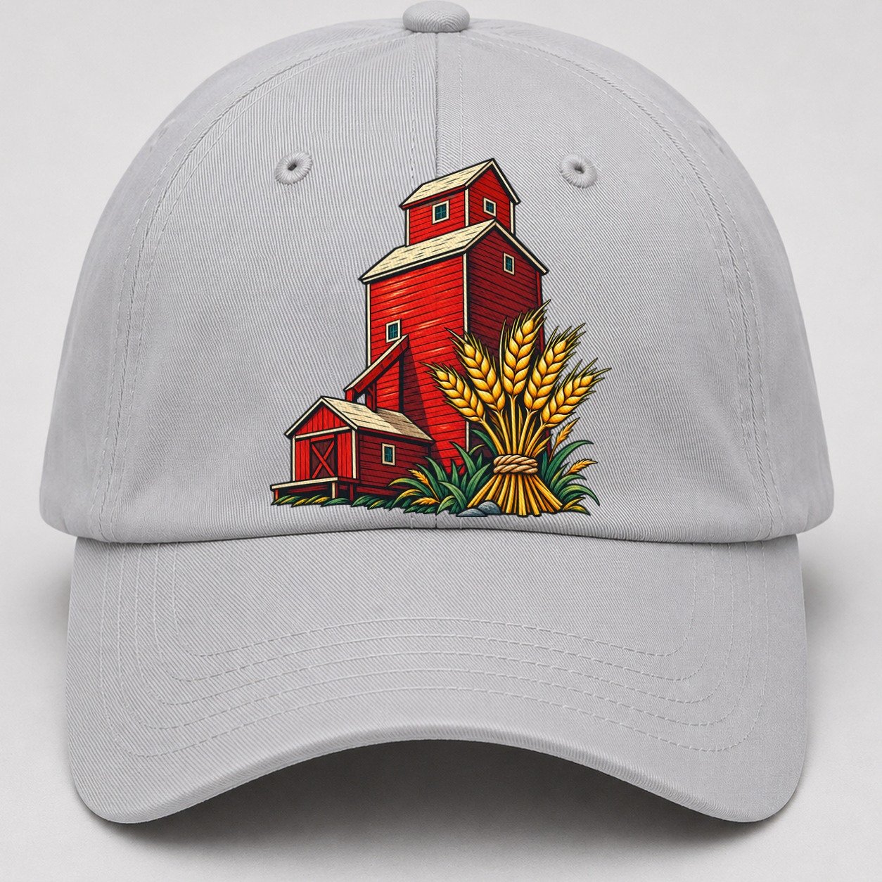 Prairie Grain Elevator And Wheat Sheaf Canada Cultural Icons Baseball Cap – Light Gray