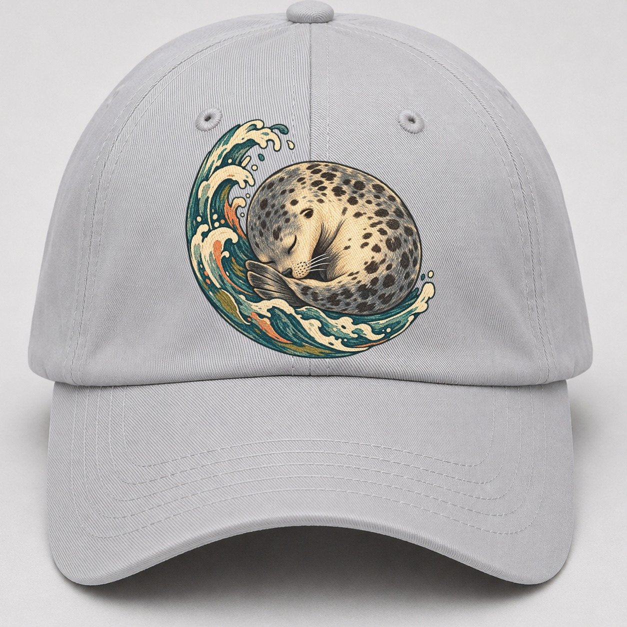 Sleeping Seal Tide Crescent Gentle Wild Baseball Cap – Light Gray