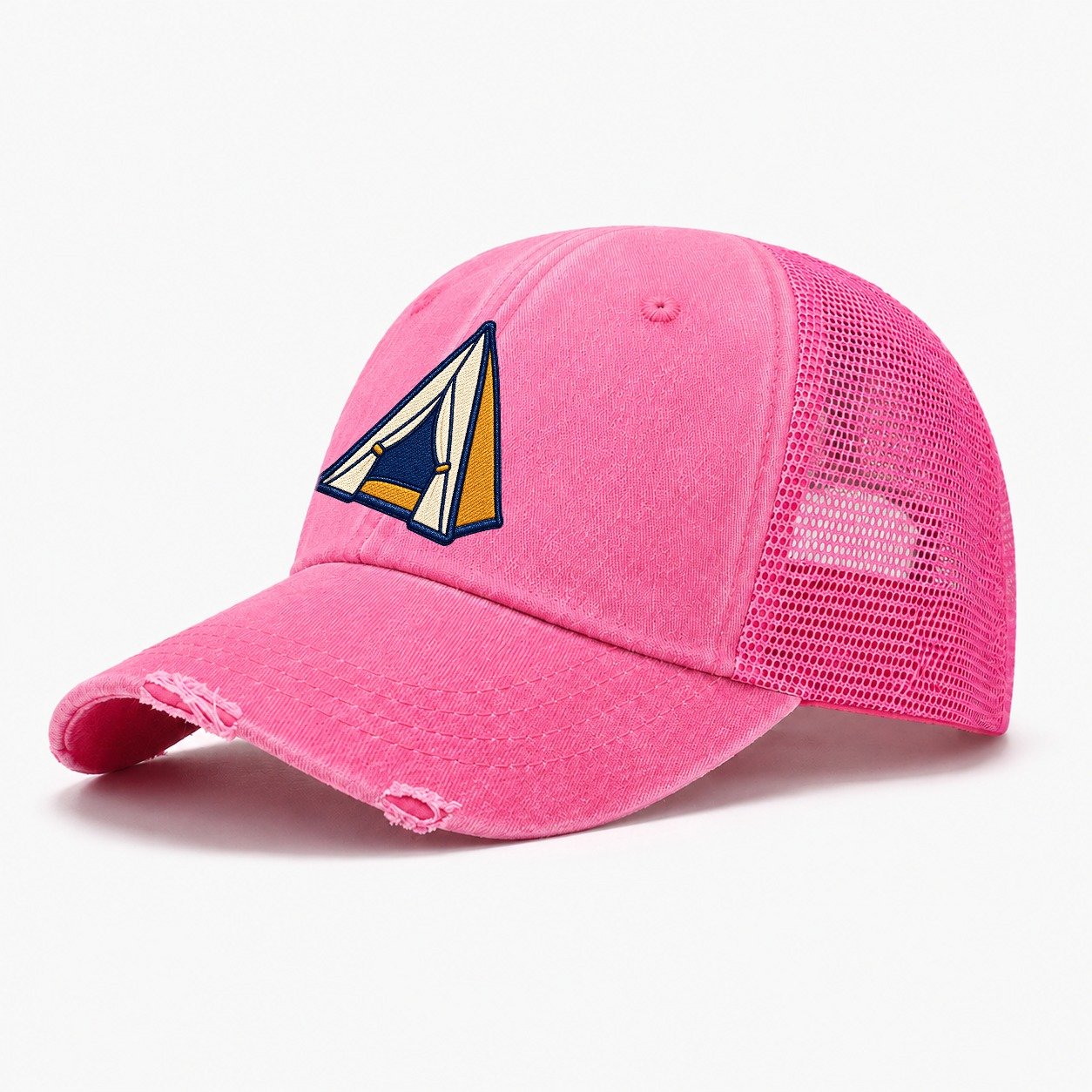 Dome Camping Tent Tiny Solo Marks Washed Trucker Hat – Rose