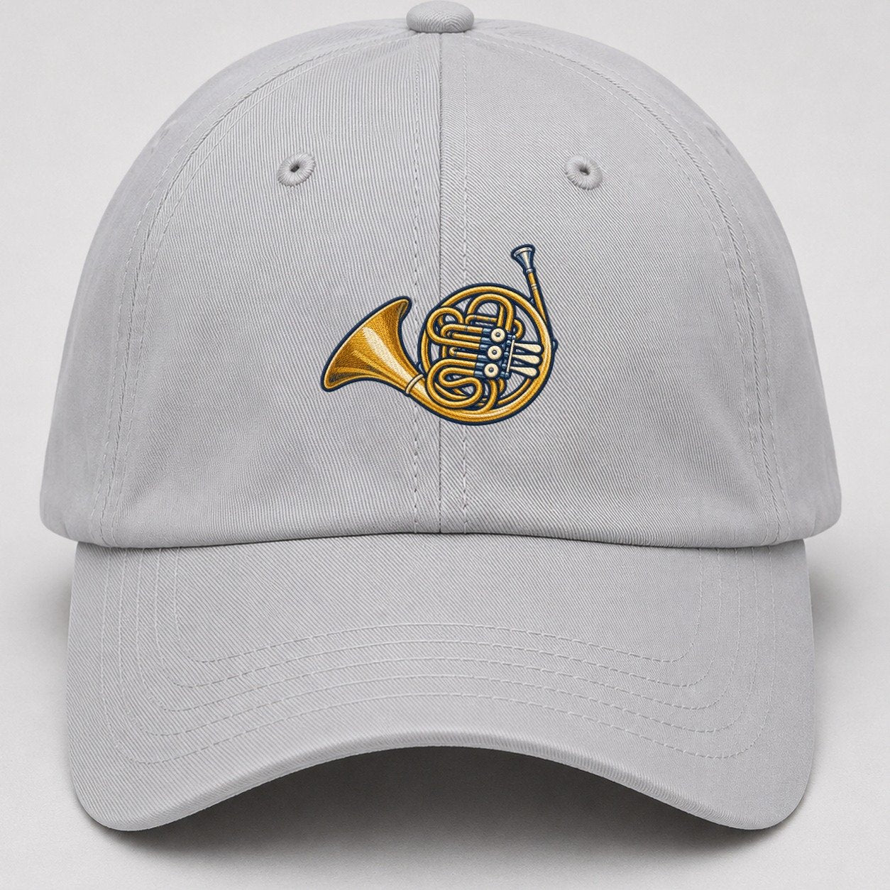 French Horn Tiny Solo Marks Baseball Cap – Light Gray