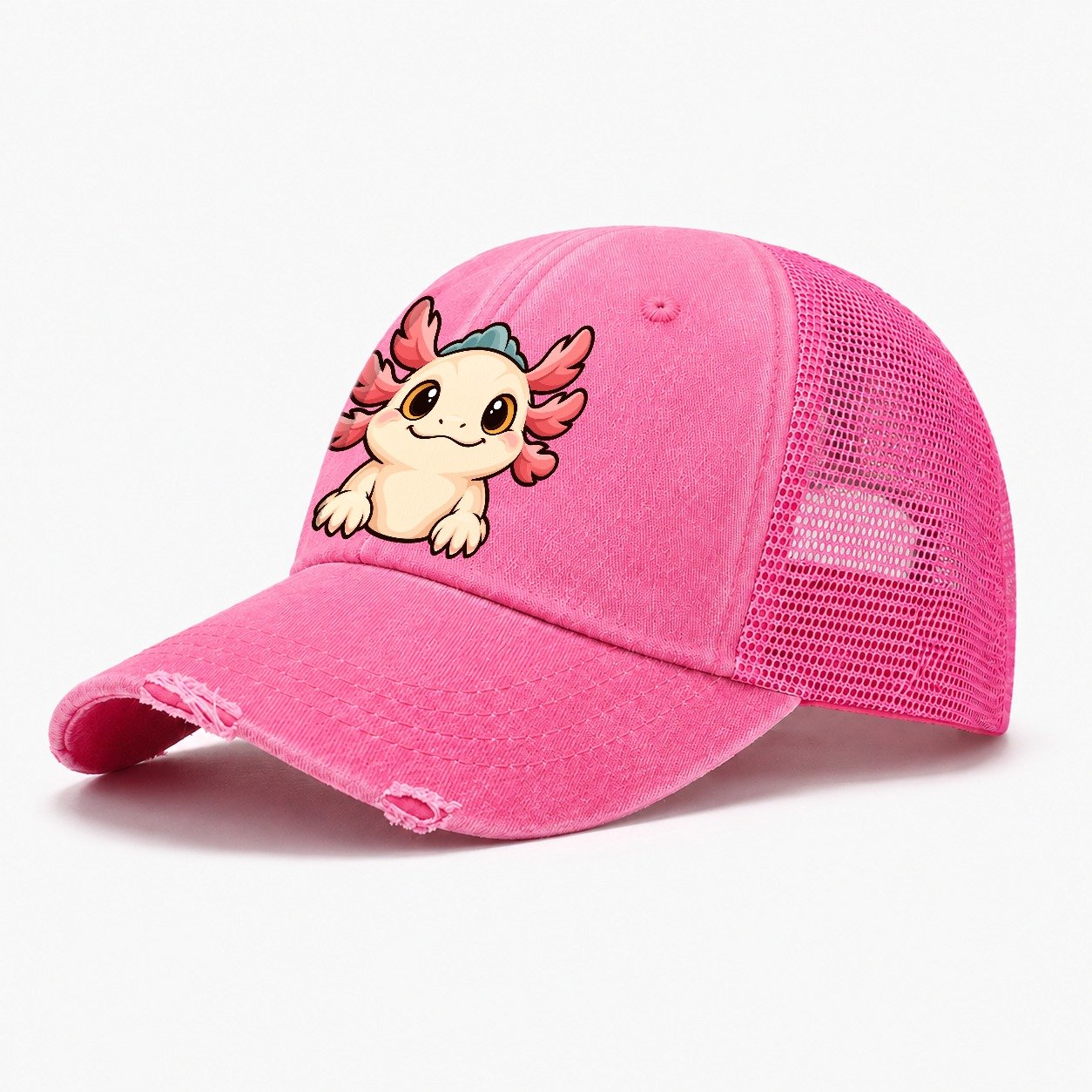 Tank Room Axolotl Aquarium Keeping Washed Trucker Hat – Rose