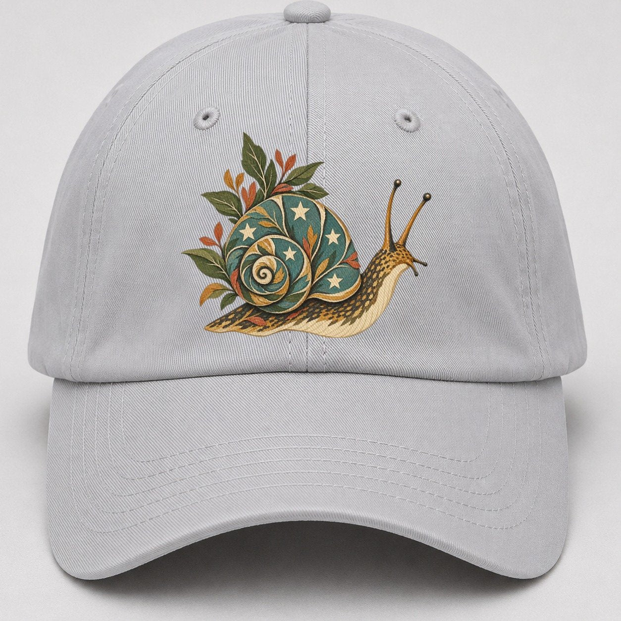 Snail Carrying Starlight Gentle Wild Baseball Cap – Light Gray