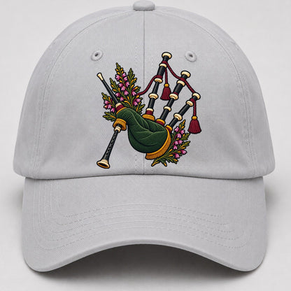 Scottish Bagpipes And Heather Uk Culture Heritage Baseball Cap – Light Gray
