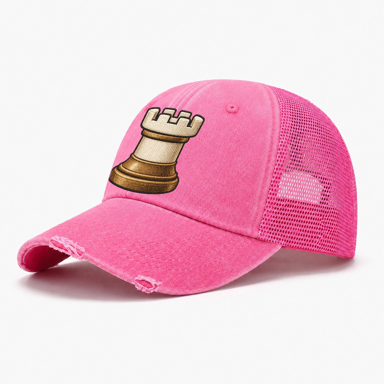 Rook Castle Token Board Games Washed Trucker Hat – Rose