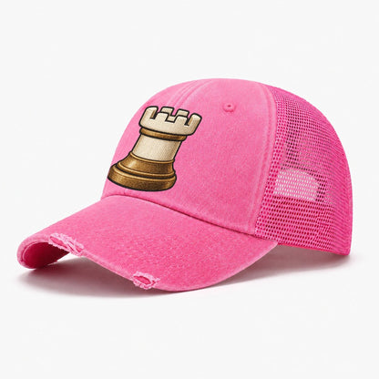 Rook Castle Token Board Games Washed Trucker Hat – Rose