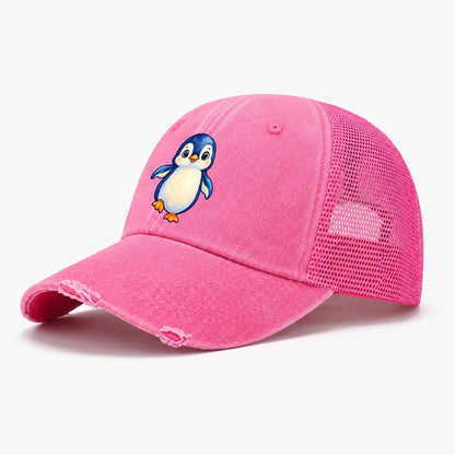 Penguin Front Waddle Sea Sprite Washed Trucker Hat – Rose