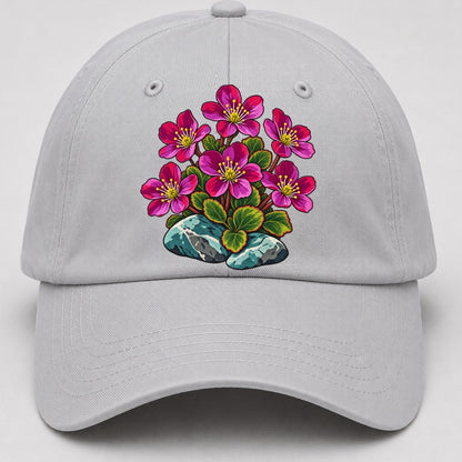 Nunavut Purple Saxifrage Canada Cultural Icons Baseball Cap – Light Gray
