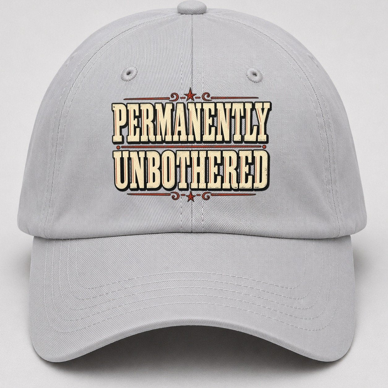 Permanently Unbothered American Wit Baseball Cap – Light Gray