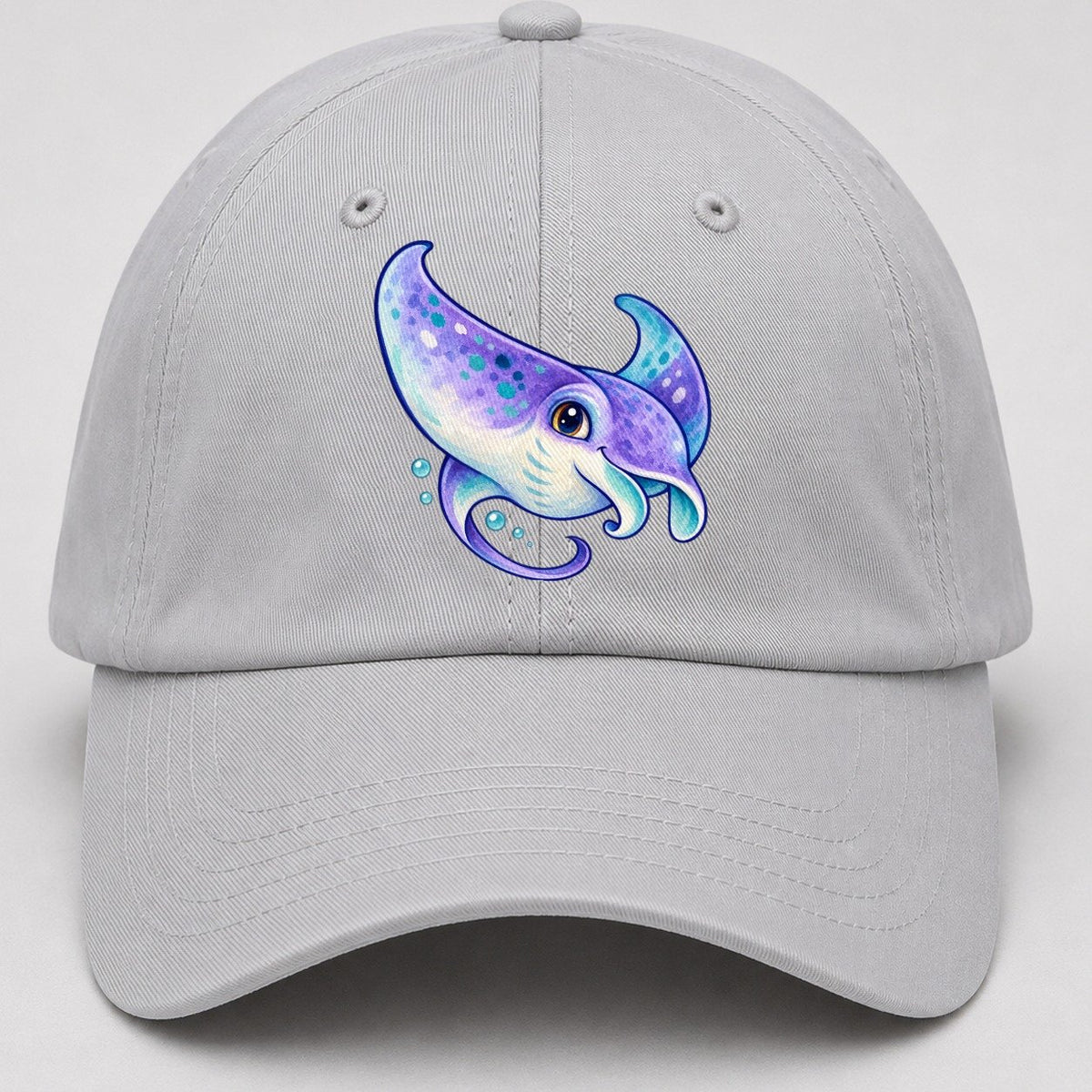 Manta Ray Barrel Turn Sea Sprite Baseball Cap – Light Gray