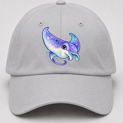 Manta Ray Barrel Turn Sea Sprite Baseball Cap – Light Gray