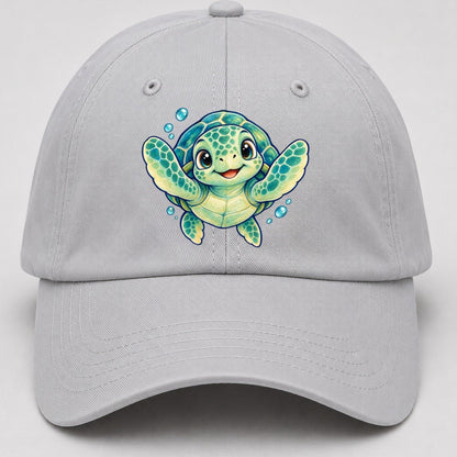 Sea Turtle Front Paddle Sea Sprite Baseball Cap – Light Gray