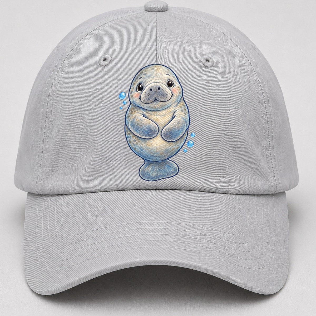 Manatee Front Flipper Hug Sea Sprite Baseball Cap – Light Gray