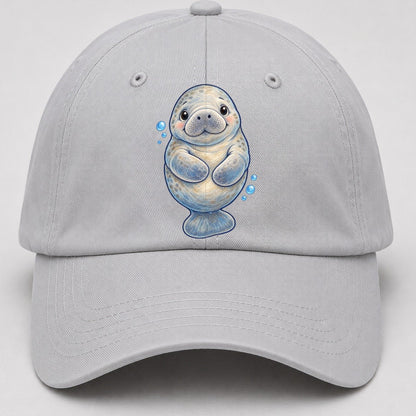 Manatee Front Flipper Hug Sea Sprite Baseball Cap – Light Gray