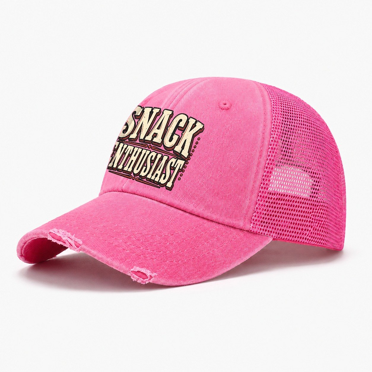 Snack Enthusiast American Wit Washed Trucker Hat – Rose