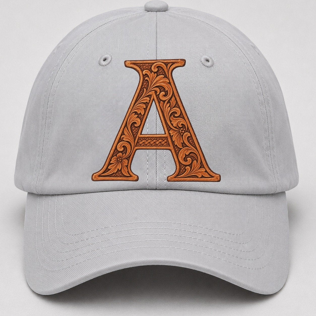 Tooled Leather A Monogram Baseball Cap – Light Gray