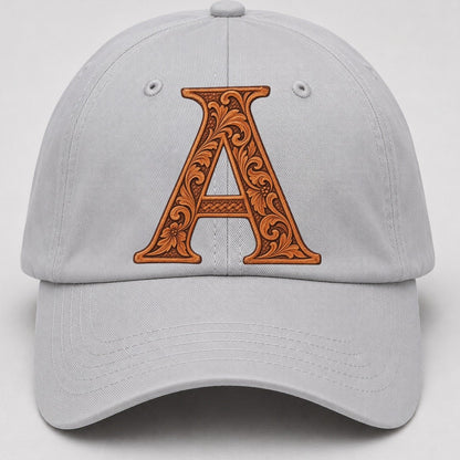 Tooled Leather A Monogram Baseball Cap – Light Gray