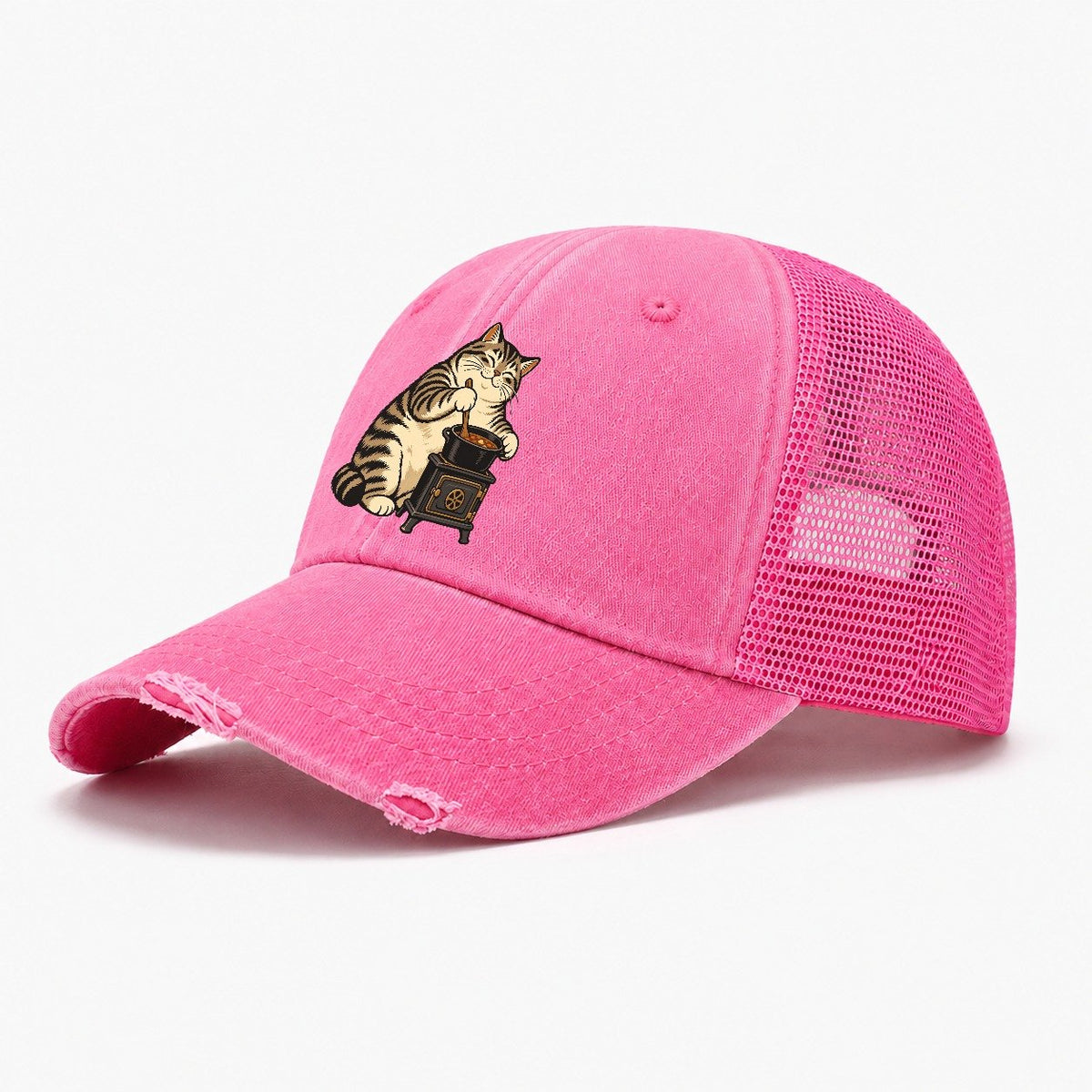 Cat Camp Cook Sundown Familiars Washed Trucker Hat – Rose