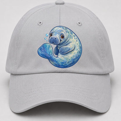 Manatee Curled Drift Sea Sprite Baseball Cap – Light Gray