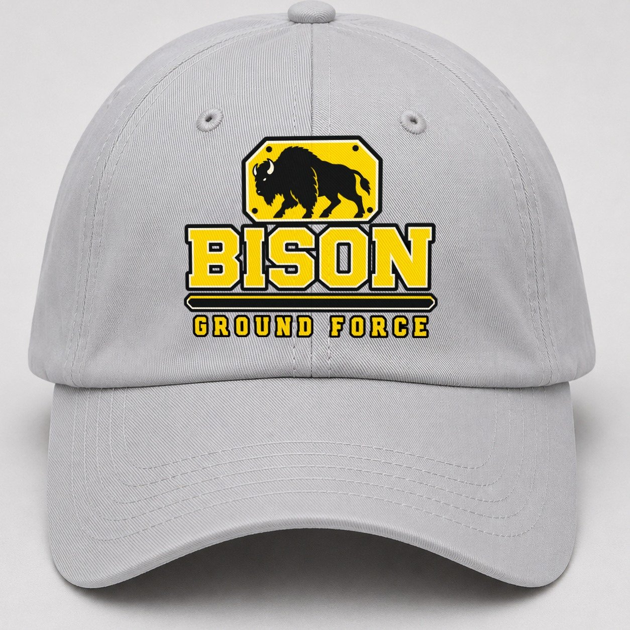 Bison Ground Force Heavy Duty Baseball Cap – Light Gray