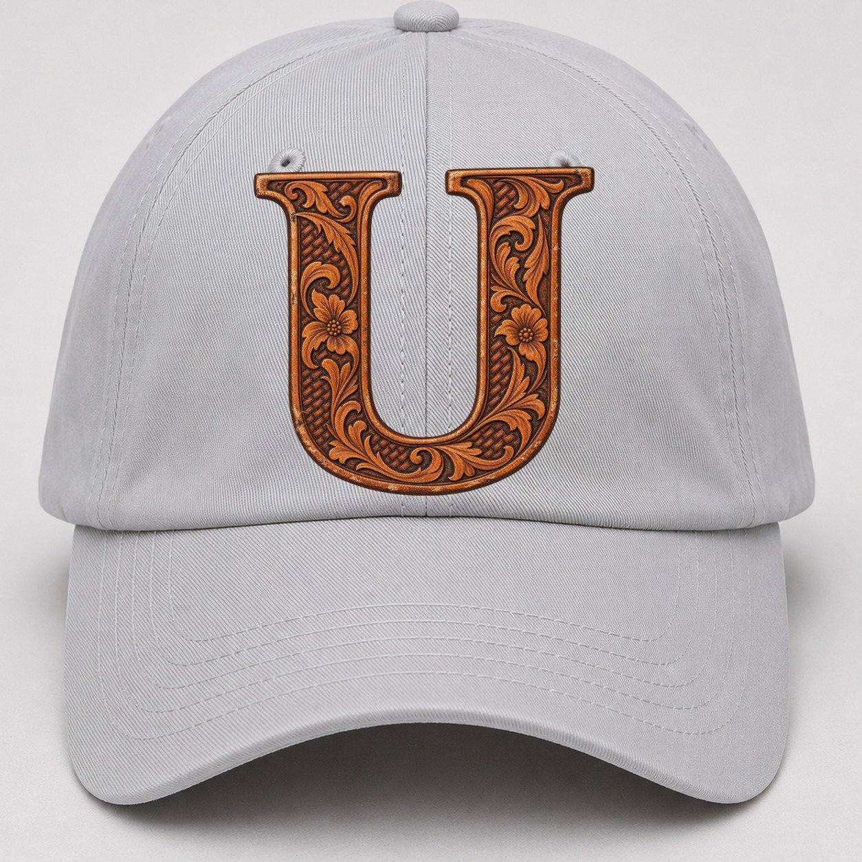 Tooled Leather U Monogram Baseball Cap – Light Gray