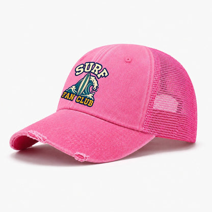 Surf Fan Club Washed Trucker Hat – Rose