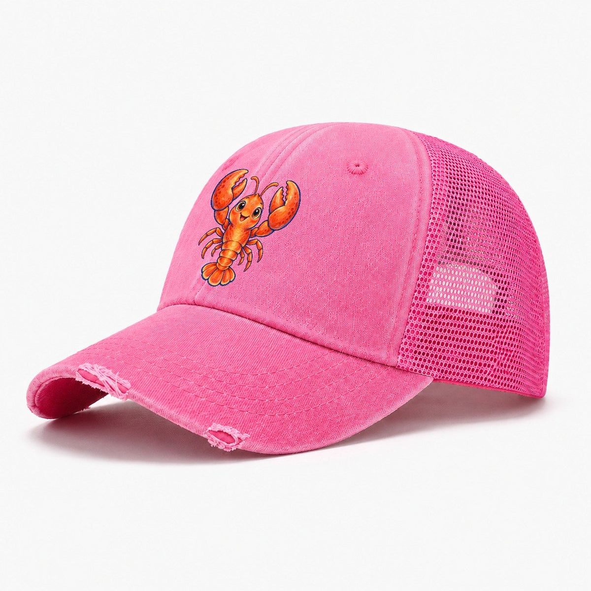 Lobster Front Claw Cheer Sea Sprite Washed Trucker Hat – Rose